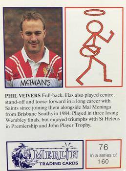 1991 Merlin Rugby League #76 Phil Veivers Back
